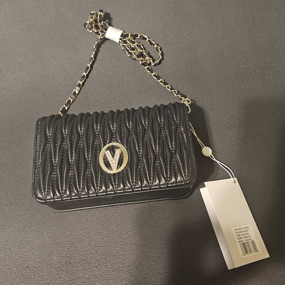 Valentino Orlandi black quilted crossbody bag